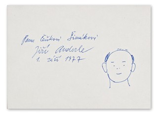 Anderle Jiří - Vlastnoruční autogram a karikatura