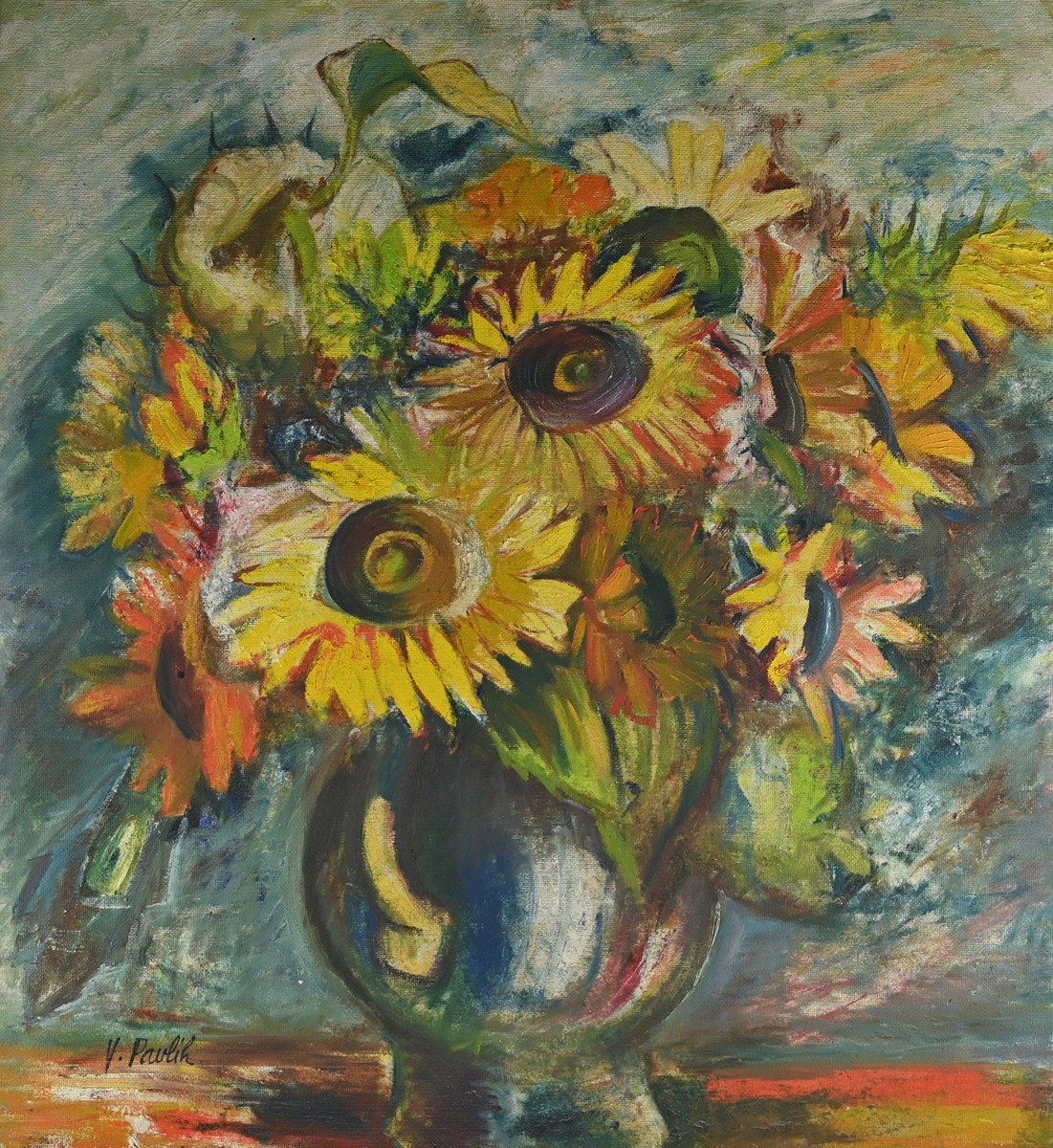 Václav Pavlík (1901 - 1966) - Slunečnice ve váze