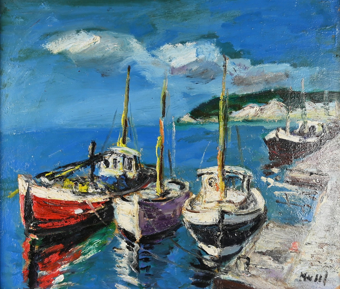 Leopold Musil (1920 - 1997) - Lodě v přístavu v Dieppe