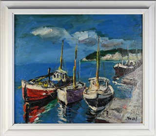 Leopold Musil (1920 - 1997) - Lodě v přístavu v Dieppe