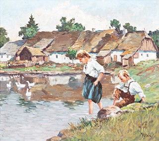 Václav Stein (1917-1944) - Děti u rybníka