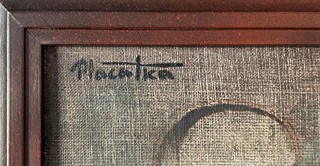 Placatka Ladislav (1923-1986) - Zátiší alchymisty a tajemné postavy v pozadí