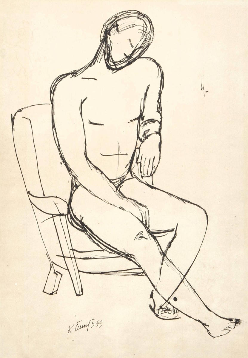 Černý Karel 1910 - 1960 - Studie sedícího mužského aktu