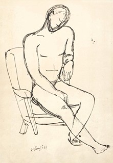 Černý Karel 1910 - 1960 - Studie sedícího mužského aktu