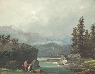 Navrátil (Nawratil) Josef Matěj (1798 - 1865) - Romantická krajina s jezerem