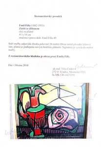 Emil Filla (1882 - 1953) - Zátiší se džbánem a lasturou -Obraz bude zařazen do soupisu děl Filla Foundation