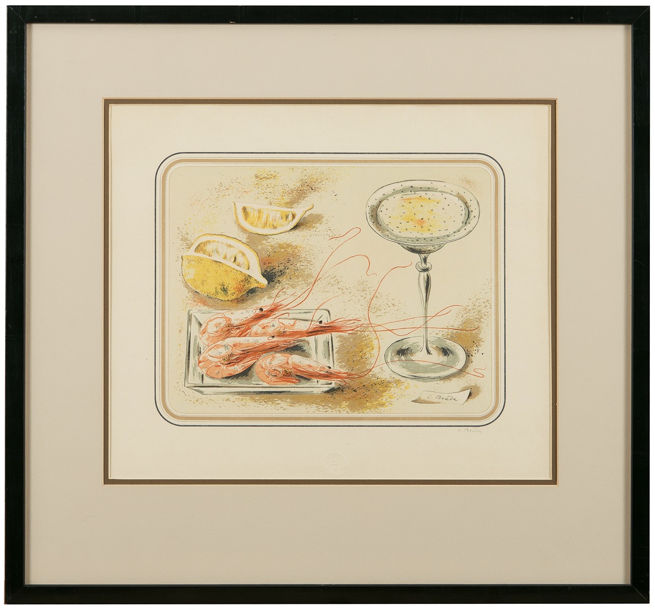 Bouda Cyril - Zátiší s krevetami a citronem