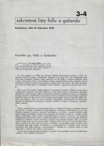 Ľudovít Fulla (1902 - 1980) - Súkromné listy Fullu a Galandu. 1-4 (28.II.1930-15. februára 1932)