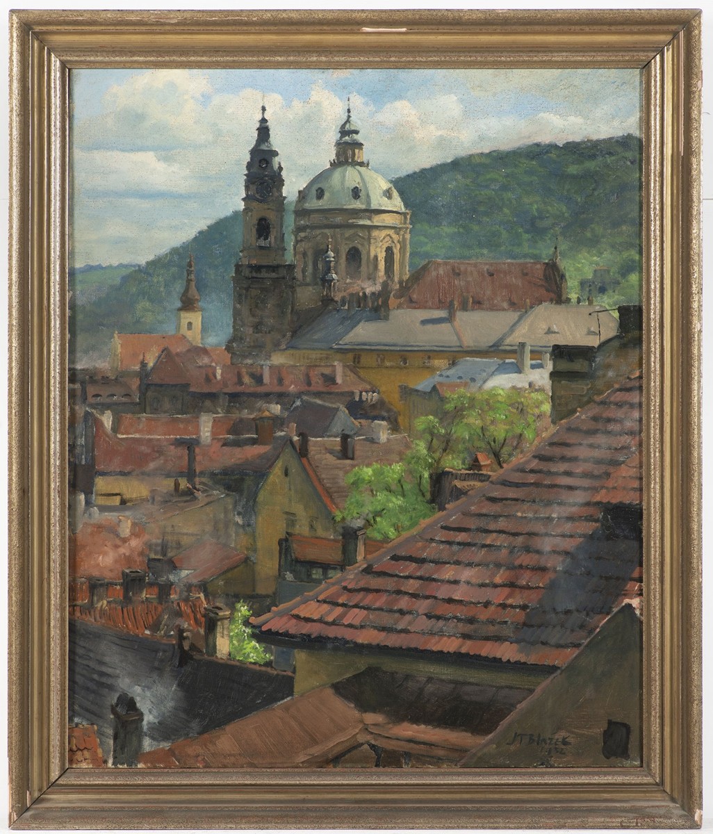 JOSEF TOMÁŠ BLAŽEK 1884 - 1962 - POHLED NA KOSTEL SV. MIKULÁŠE