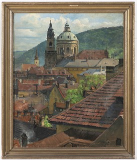 JOSEF TOMÁŠ BLAŽEK 1884 - 1962 - POHLED NA KOSTEL SV. MIKULÁŠE