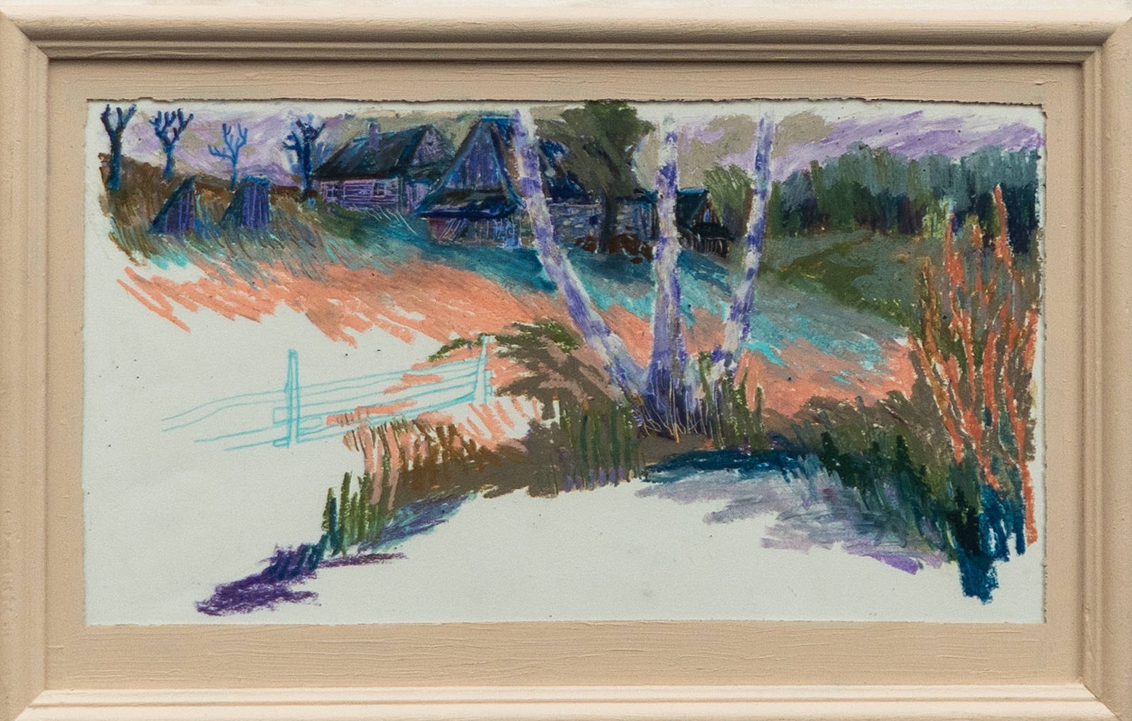 Jirků Adéla Marie - Pohled na ranč od rybníčka (Originální ilustrace z autorské knihy Mařka)