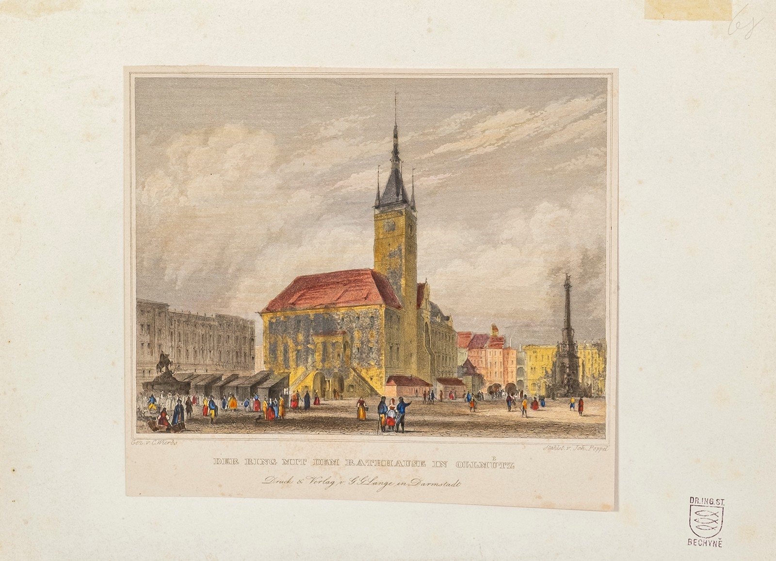 Karel (Karl) Würbs (1807 - 1876) - Olomoucká radnice ("Der Ring Mit Dem Rathause In Ollmutz")