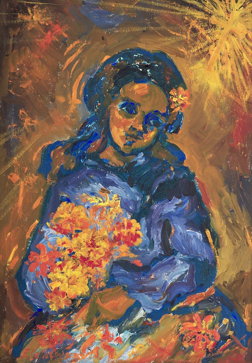 Gabriela Schillerová (1924 - 1993) - Dievča s kvetmi (mierne poškodené)