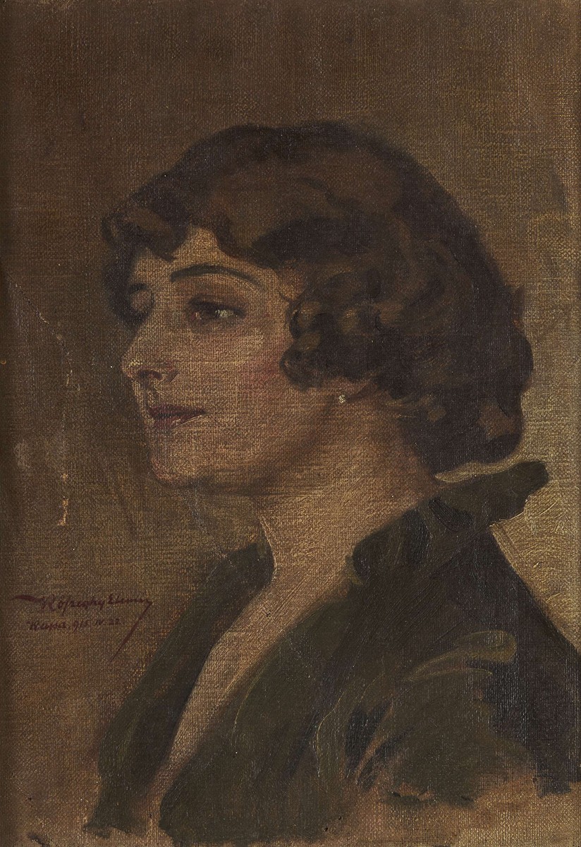 Elemér Koszeghy-Winkler (1882 - 1954) - Portrét ženy (poškodené plátno)