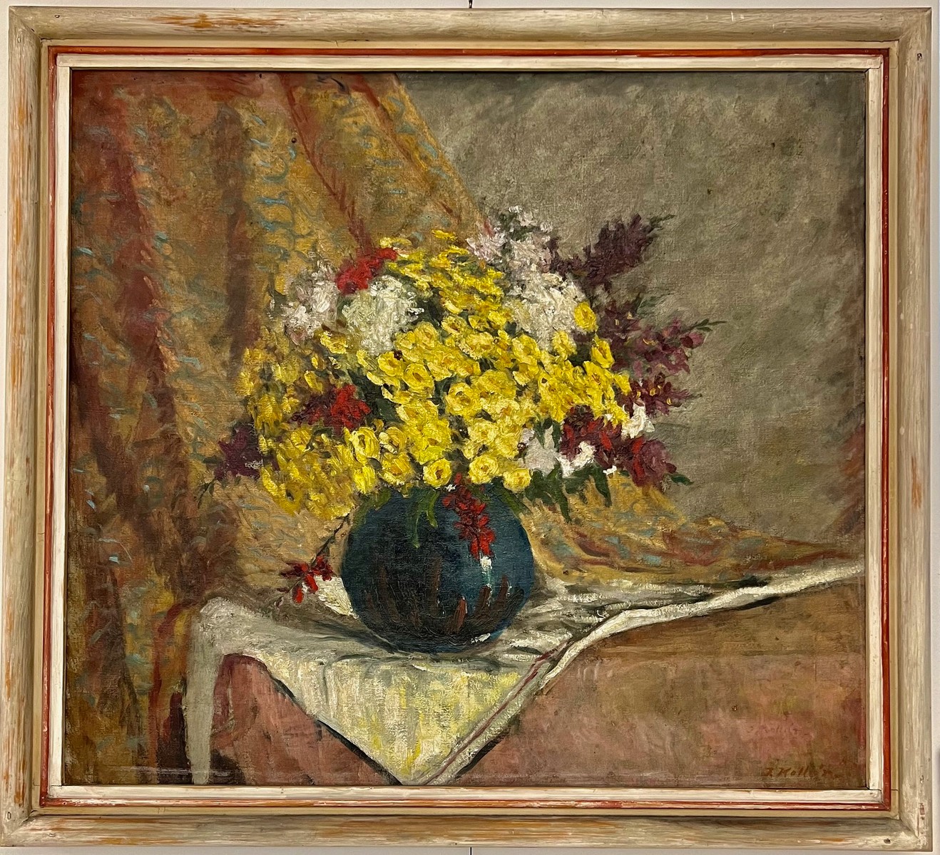 Jozef Kollár (1899 - 1982) - Zátišie s kyticou (drobné poškodenia) - veľký formát