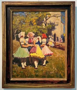 Jozef Teodor Mousson (1887 - 1946) - Pred omšou (v pôvodnom ráme v štýle Art deco)
