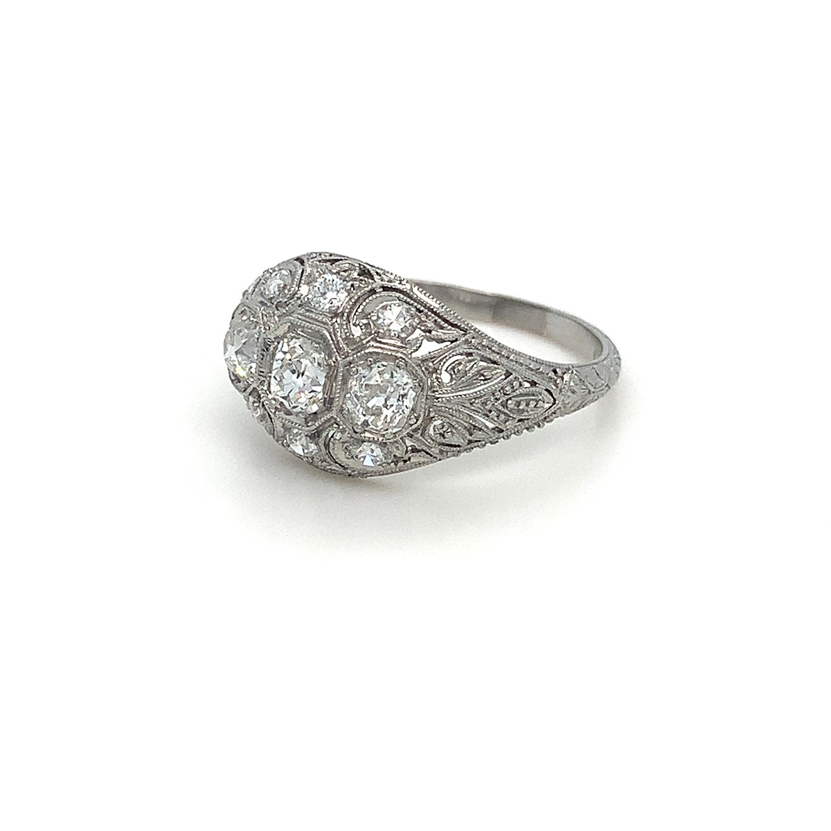 Prsten s diamanty | Art deco | platina | Československo 1930