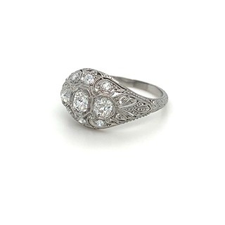Prsten s diamanty | Art deco | platina | Československo 1930