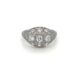 Prsten s diamanty | Art deco | platina | Československo 1930