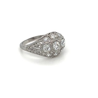 Prsten s diamanty | Art deco | platina | Československo 1930
