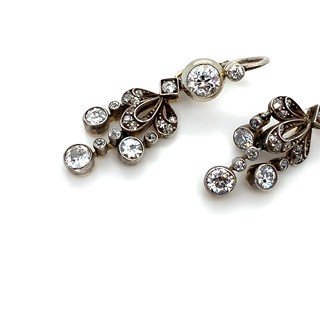 Visací náušnice s diamanty | Art deco | 3,34ct. | Československo 1910