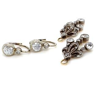 Visací náušnice s diamanty | Art deco | 3,34ct. | Československo 1910