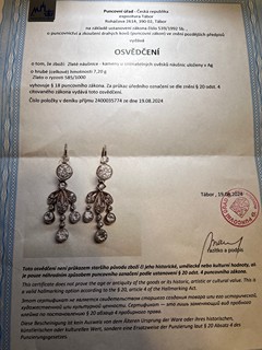 Visací náušnice s diamanty | Art deco | 3,34ct. | Československo 1910