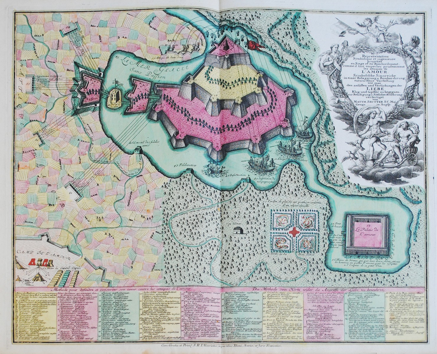 Georg Matthaüs Seutter (1678 - 1757) - Alegorická mapa "Ostrov lásky"