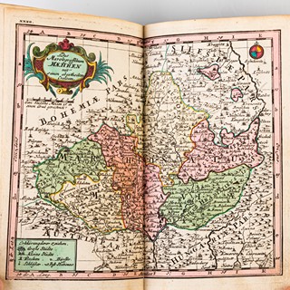 (Evropa, Německé státy, Rakousko, Čechy, Morava, Slezsko, Lužice, Chebsko, Loketsko, panství Teplice,…) Continuirter Atlas Portatilis Germanicus oder Compendieuse Vorstellung Teutschlandes…
