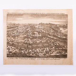 (Praha, bitva na Bílé hoře) TAB: II., BOHEMORVM ACIEI Á CӔSAREANIS ET BAVARICIS DIE VII. NOU: AN. 1620. PROFLIGATӔ DELINEATIONEM EXHIBENS.