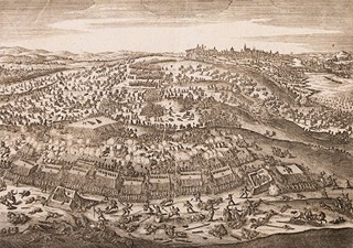 (Praha, bitva na Bílé hoře) TAB: II., BOHEMORVM ACIEI Á CӔSAREANIS ET BAVARICIS DIE VII. NOU: AN. 1620. PROFLIGATӔ DELINEATIONEM EXHIBENS.