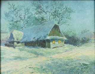 Karel Beneš (1881 - 1941) - Zimní krajina s chalupou.