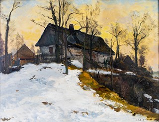 Karel Jan Sigmund (1897 - 1959) - Zimní krajina s chalupou.
