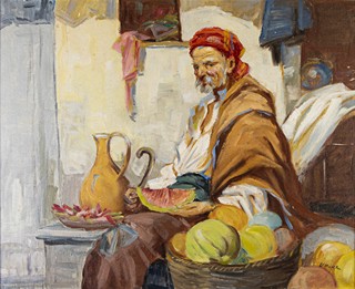 Oskar Hájek (1886) - Muž z Balkánu na trhu s ovocem.