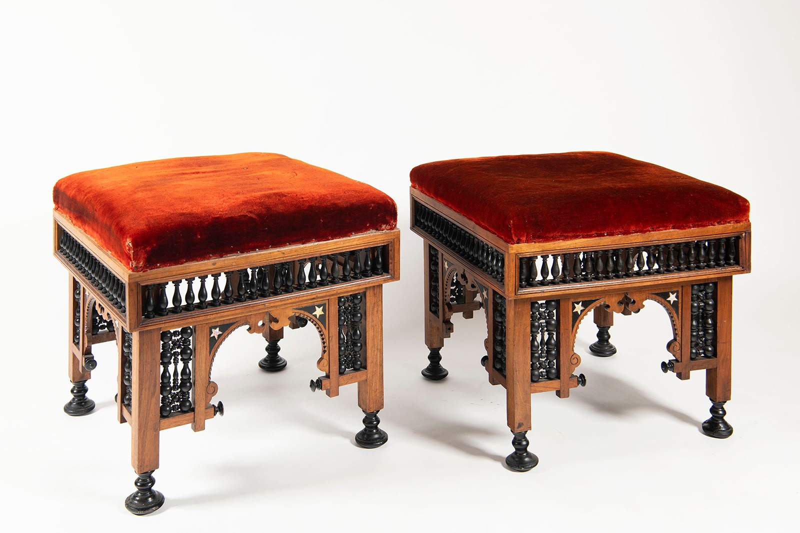Pair of stools by Giuseppe Parvis (1831-1909) - Pair of stools by Giuseppe Parvis (1831-1909)