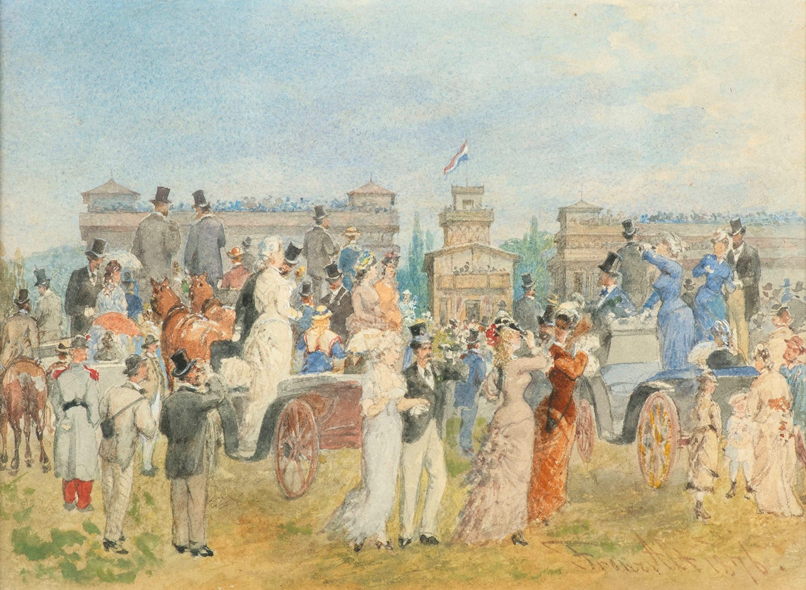 Franz Alt (1821-1905) - The Longchamp Racecourse (Hippodrome de Longchamp) at the Bois de Boulogne.