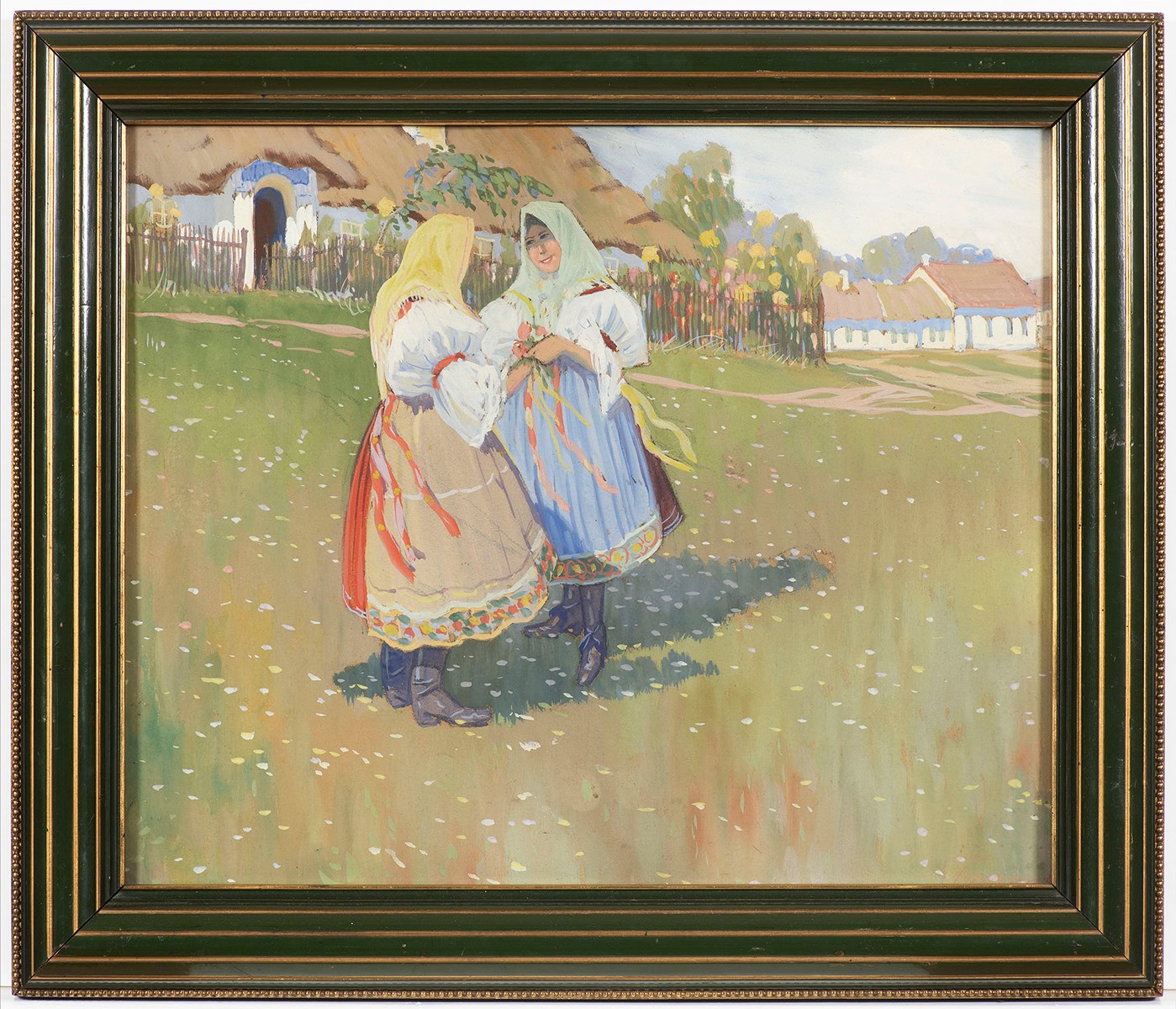 Czech or Slovak painter, 19th century - Girls in Traditional Clothes.