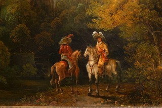 Gottfried Seelos ( 1829- 1900 )- Landscape with two horse riders