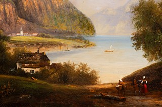 Painter 19th century - Mountain landscape with lake
