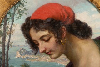 Austrian painter 19th century - Young woman in southern landscape