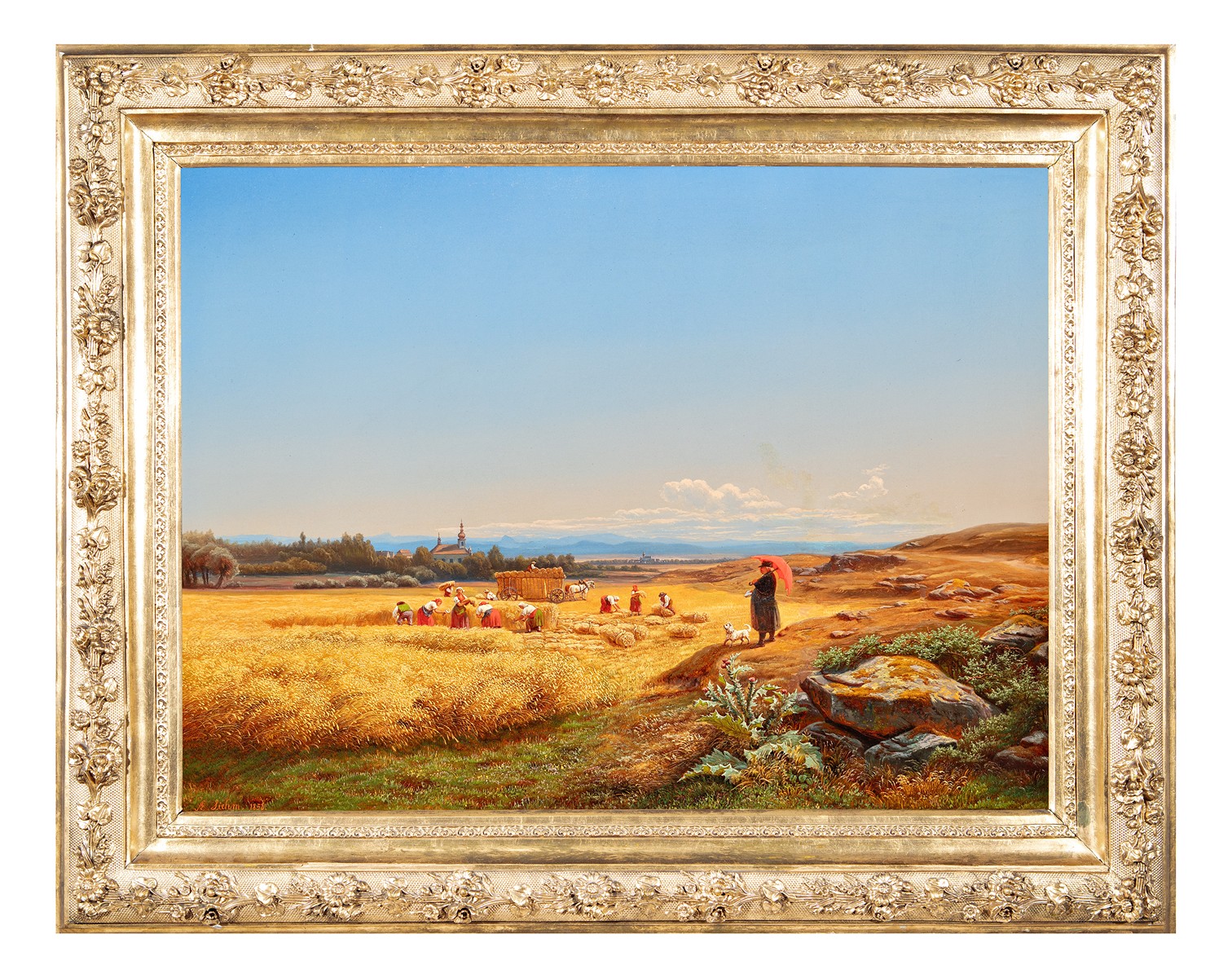 Antonín Liehm (1817 - 1860) - Krajina s kostelem v Jeníkově u Teplic