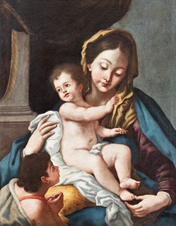 Italský malíř 18. století - Panna Marie s Ježíškem a Janem Křtitelem