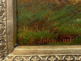 Antonín Liehm (1817 - 1860) - Krajina s kostelem v Jeníkově u Teplic