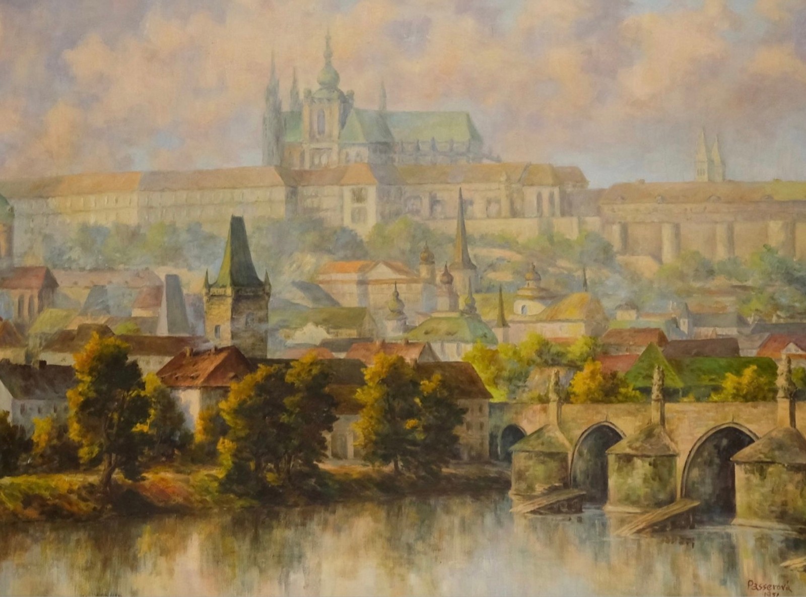 Marie Passerová (1903 - 1969) - Pražský hrad v podvečerním světle