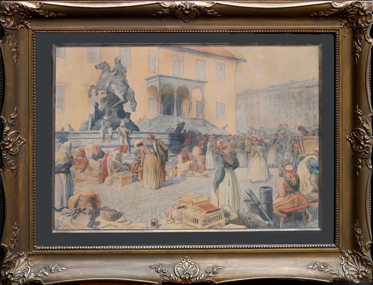 Kašpar Adolf (1877-1934) - Trh u Caesarovy kašny na Horním náměstí v Olomouci