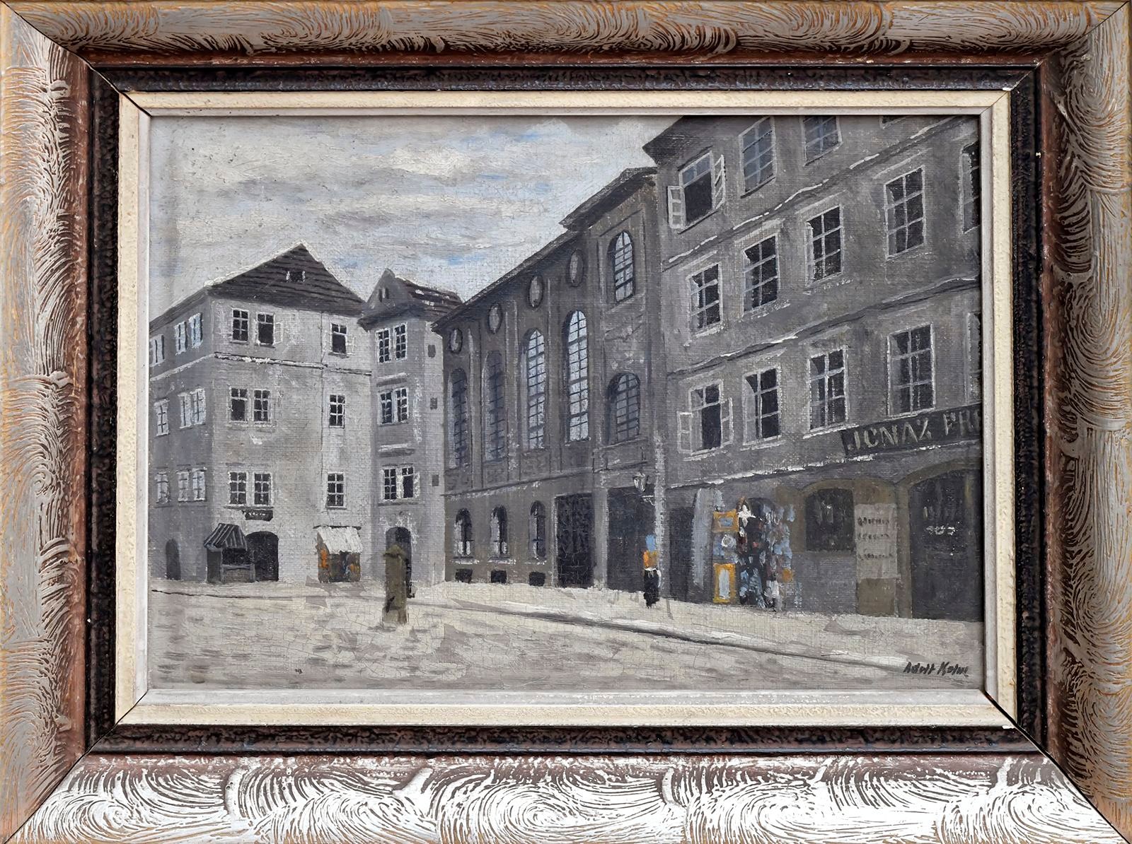 Kohn Adolf (1868-1953) - Motiv z pražského židovského ghetta - Josefovská třída s Novou synagogou