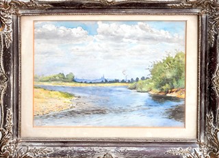 Hnátek Bořivoj (1880-1954) - Řeka se siluetou města v pozadí
