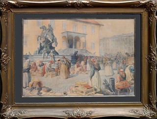 Kašpar Adolf (1877-1934) - Trh u Caesarovy kašny na Horním náměstí v Olomouci