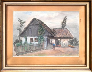 neurčeno - Žena u stavení s lomenicí