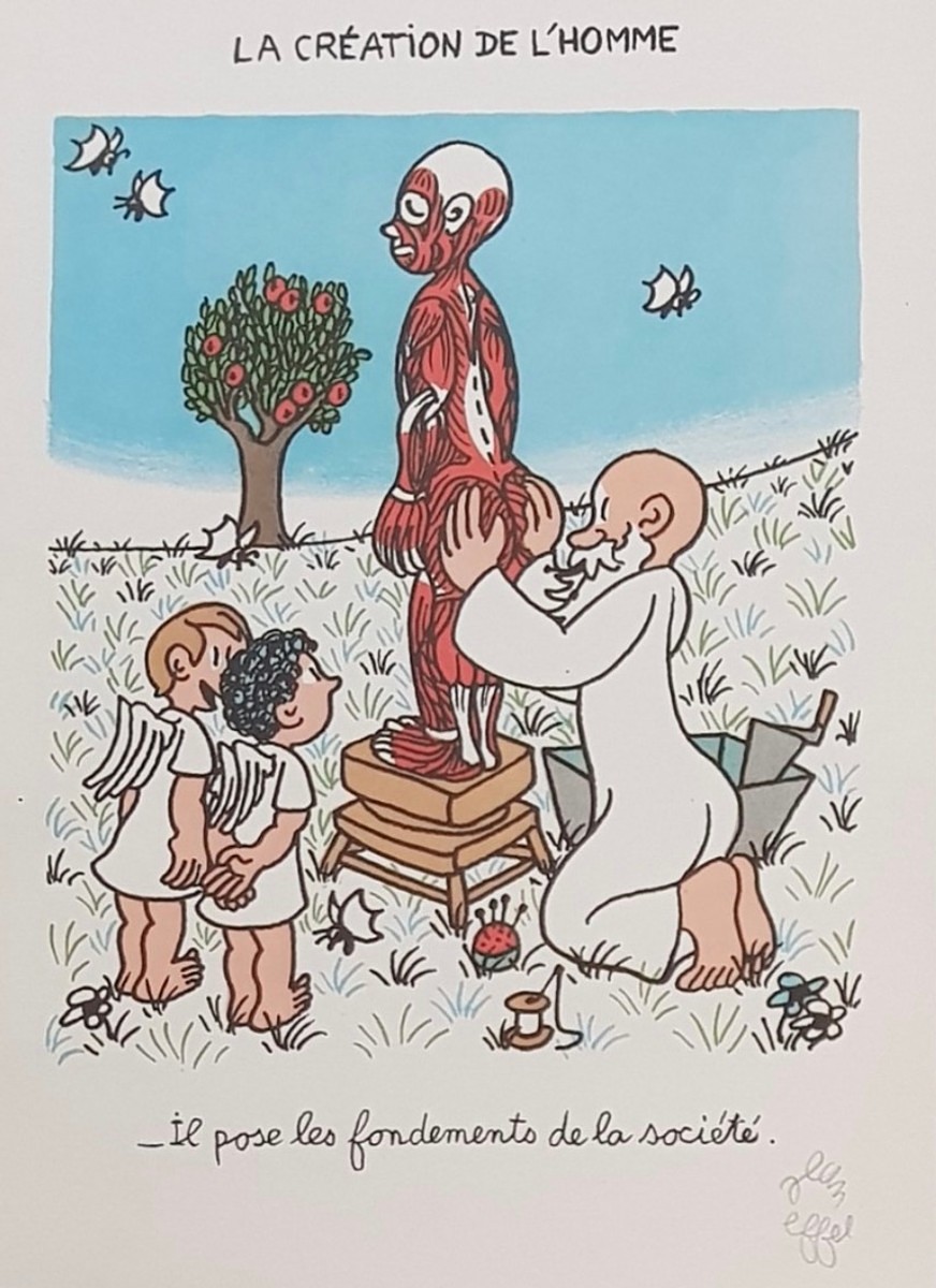 Jean Effel (1908 - 1982) - Klade základy společnosti  - Stvoření člověka 7 (1952)